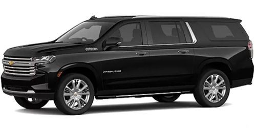 Black SUV with chrome accents and large wheels, viewed from the side.